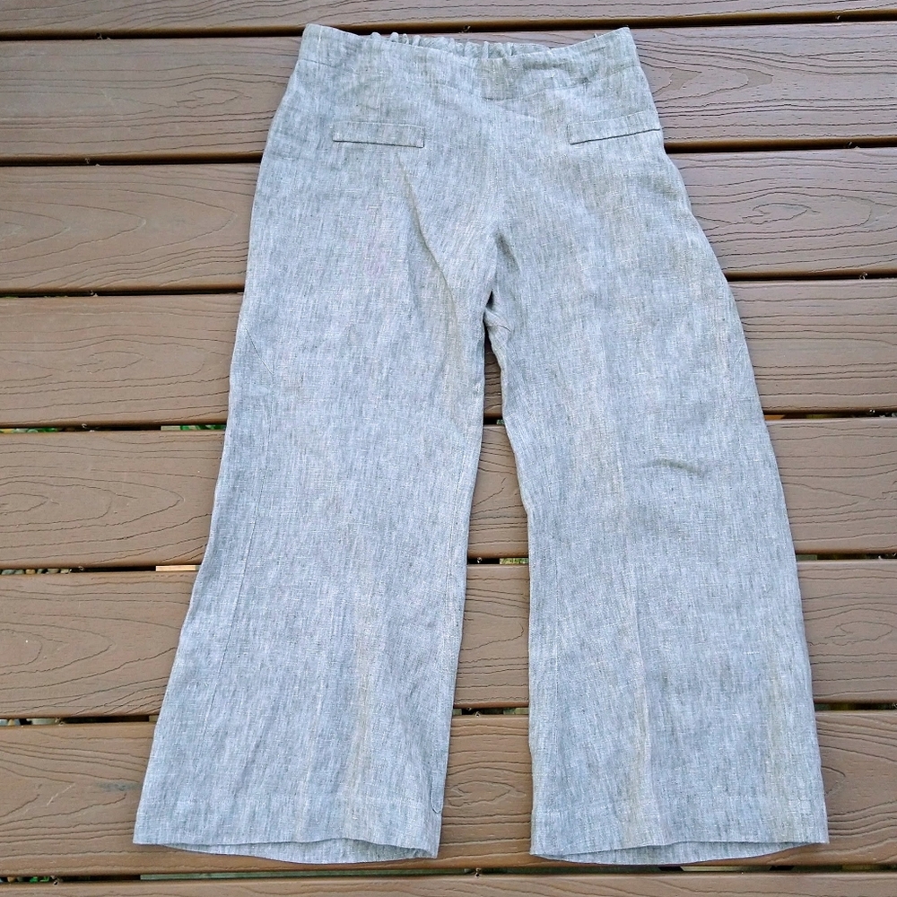 SHOSH cropped linen wide leg pants S